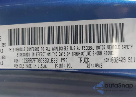 2016 Ram 1500 Express z USA, uszkodzony, nr VIN 1C6RR7FT0GS301638